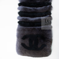 CHANEL Scarf Black Gray Coco Logo Mark Orylag Cachemire Fur シャネル マフラー ブラック グレー ココロゴマーク オリラグ カシミヤ ファー 即発