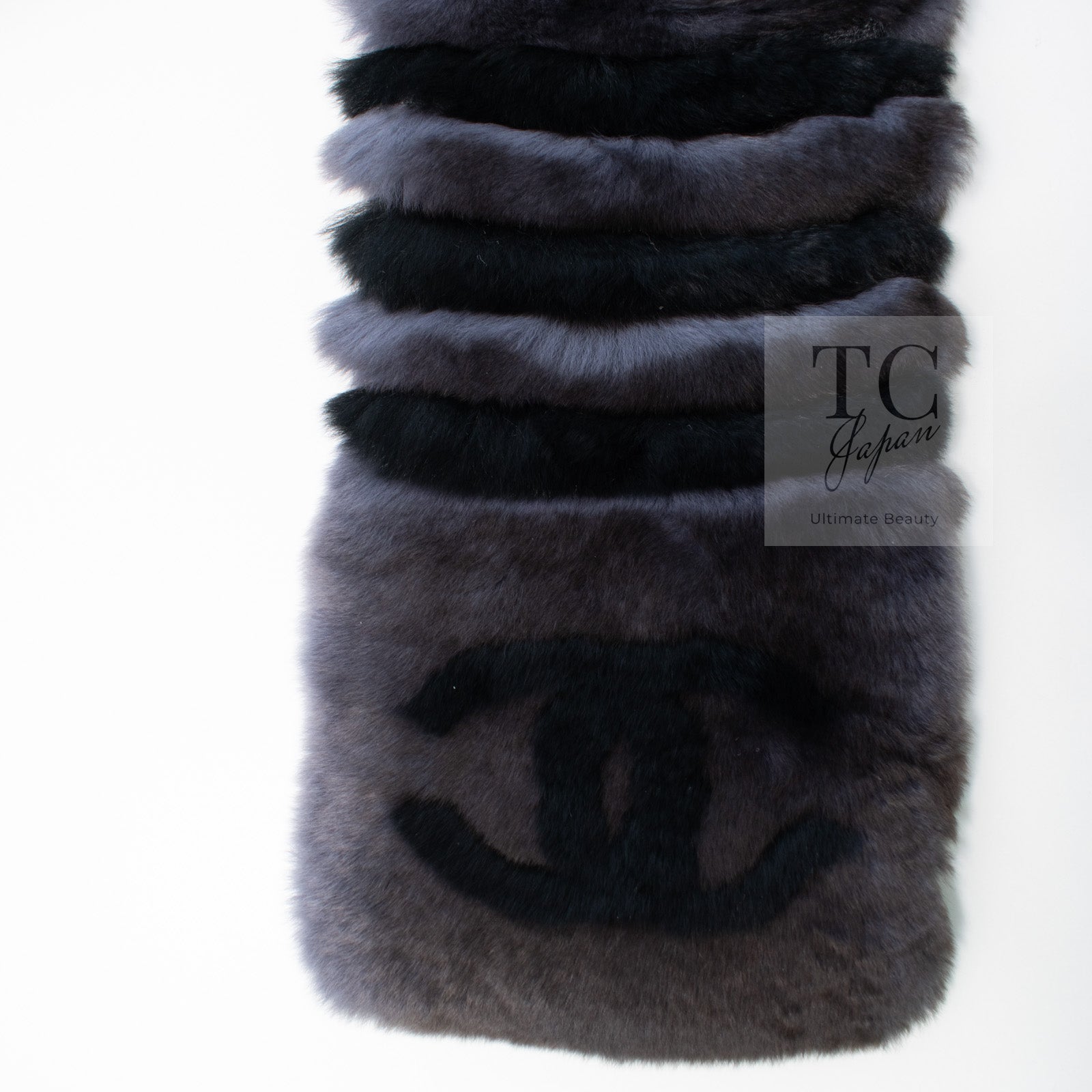 CHANEL Scarf Black Gray Coco Logo Mark Orylag Cachemire Fur シャネル マフラー ブラック グレー ココロゴマーク オリラグ カシミヤ ファー 即発