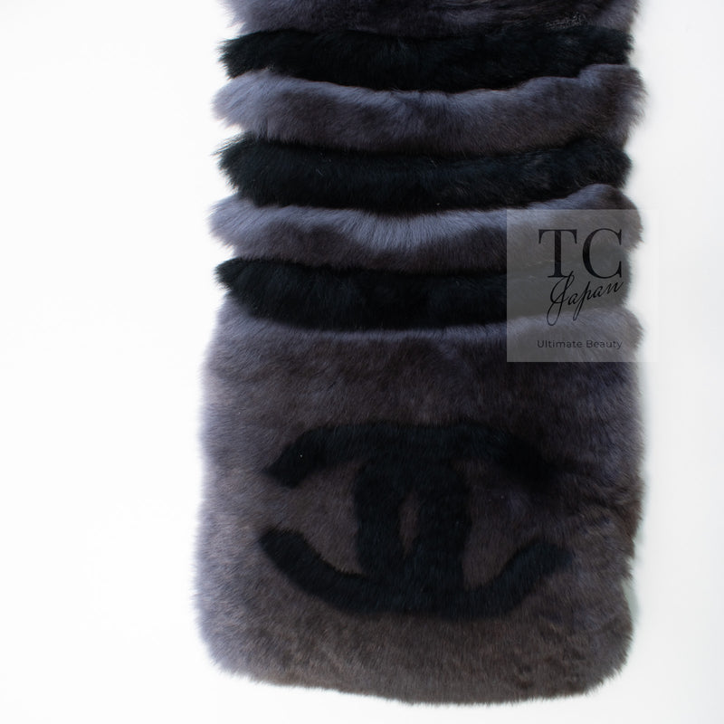 CHANEL Scarf Black Gray Coco Logo Mark Orylag Cachemire Fur シャネル マフラー ブラック グレー ココロゴマーク オリラグ カシミヤ ファー 即発