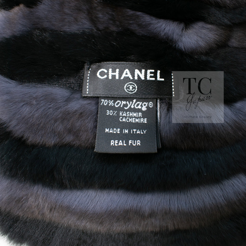 CHANEL Scarf Black Gray Coco Logo Mark Orylag Cachemire Fur シャネル マフラー ブラック グレー ココロゴマーク オリラグ カシミヤ ファー 即発