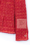 CHANEL 01A Red Coarl Pink Wool Silk Tweed Jacket 36 シャネル レッド コーラル ピンク ウール シルク ツイード ジャケット 即発