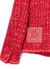 CHANEL 01A Red Coarl Pink Wool Silk Tweed Jacket 36 シャネル レッド コーラル ピンク ウール シルク ツイード ジャケット 即発