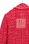 CHANEL 01A Red Coarl Pink Wool Silk Tweed Jacket 36 シャネル レッド コーラル ピンク ウール シルク ツイード ジャケット 即発