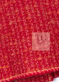 CHANEL 01A Red Coarl Pink Wool Silk Tweed Jacket 36 シャネル レッド コーラル ピンク ウール シルク ツイード ジャケット 即発