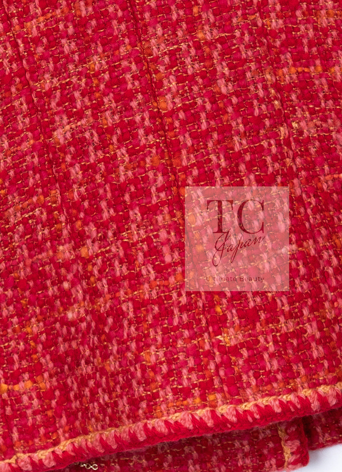 CHANEL 01A Red Coarl Pink Wool Silk Tweed Jacket 36 シャネル レッド コーラル ピンク ウール シルク ツイード ジャケット 即発