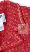 CHANEL 01A Red Coarl Pink Wool Silk Tweed Jacket 36 シャネル レッド コーラル ピンク ウール シルク ツイード ジャケット 即発