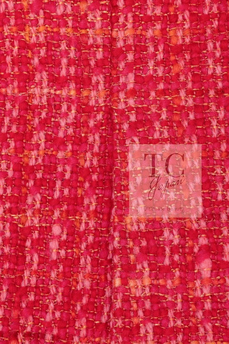 CHANEL 01A Red Coarl Pink Wool Silk Tweed Jacket 36 シャネル レッド コーラル ピンク ウール シルク ツイード ジャケット 即発