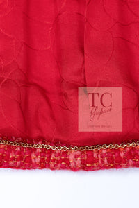CHANEL 01A Red Coarl Pink Wool Silk Tweed Jacket 36 シャネル レッド コーラル ピンク ウール シルク ツイード ジャケット 即発