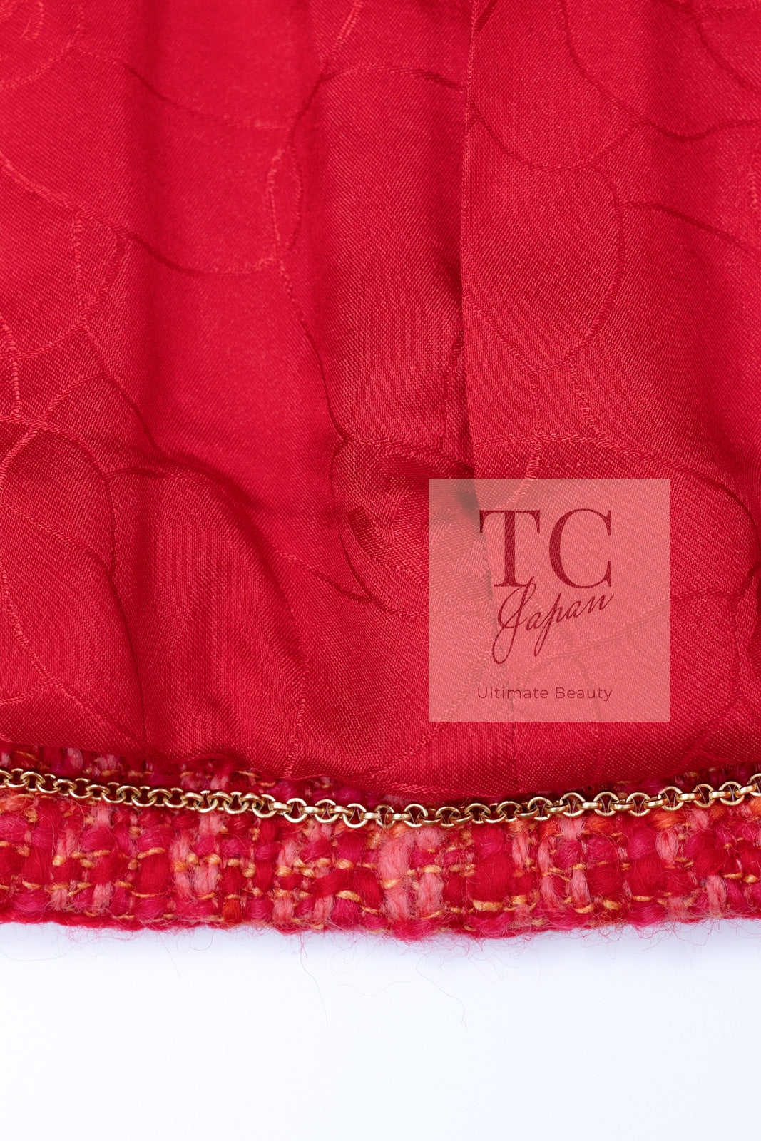 CHANEL 01A Red Coarl Pink Wool Silk Tweed Jacket 36 シャネル レッド コーラル ピンク ウール シルク ツイード ジャケット 即発