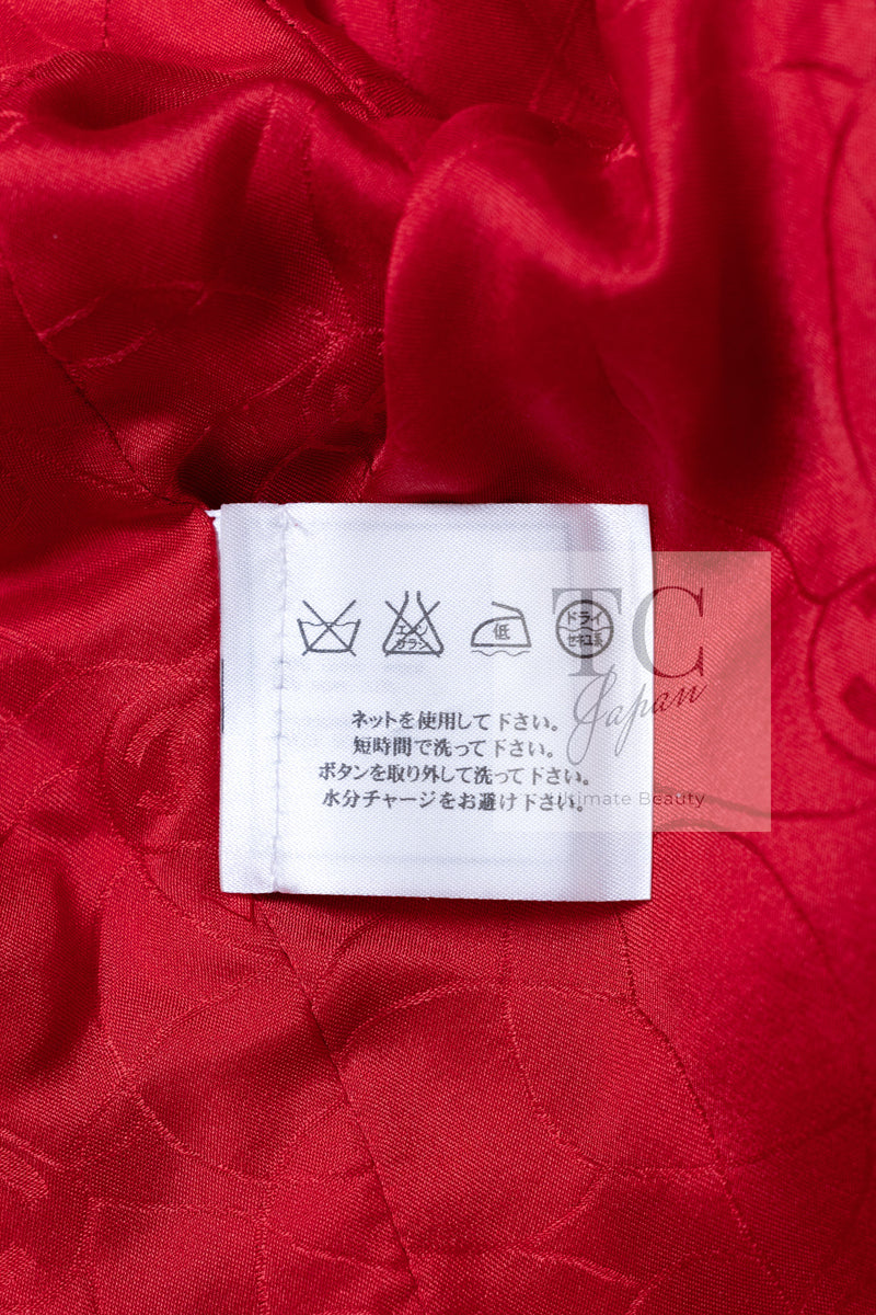 CHANEL 01A Red Coarl Pink Wool Silk Tweed Jacket 36 シャネル レッド コーラル ピンク ウール シルク ツイード ジャケット 即発
