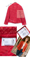 CHANEL 01A Red Coarl Pink Wool Silk Tweed Jacket 36 シャネル レッド コーラル ピンク ウール シルク ツイード ジャケット 即発