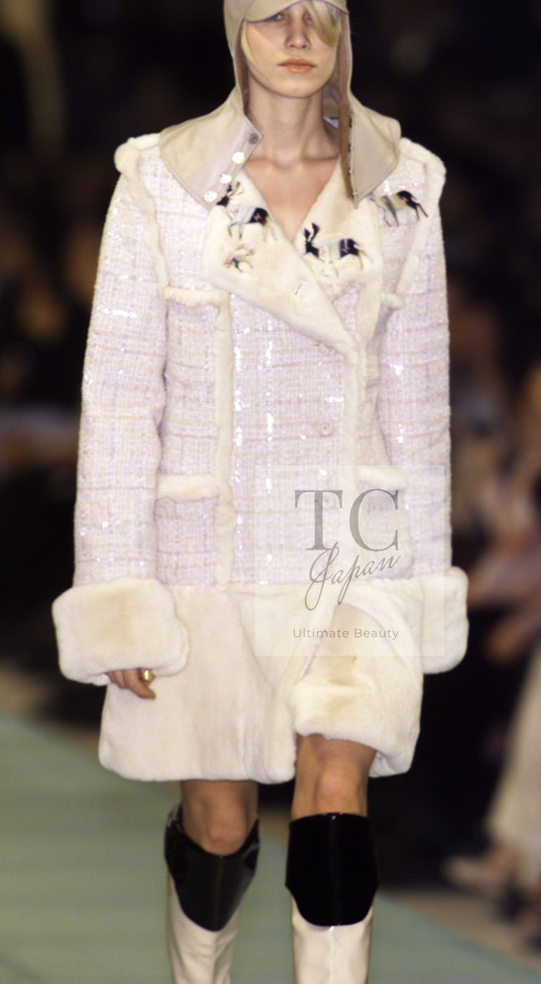 CHANEL 01A Ivory Beige Sequin Wool Tweed Jacket 38 シャネル アイボリー ベージュ スパンコール ウール ツイード ジャケット 即発