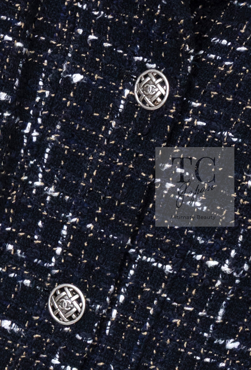 CHANEL 06C Black Brown White Epaulets Tweed Jacket 36 38 シャネル ブラック ブラウン ホワイト エポレット ツイード ジャケット 即発