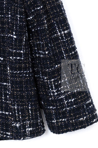 CHANEL 06C Black Brown White Epaulets Tweed Jacket 36 38 シャネル ブラック ブラウン ホワイト エポレット ツイード ジャケット 即発