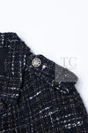 CHANEL 06C Black Brown White Epaulets Tweed Jacket 36 38 シャネル ブラック ブラウン ホワイト エポレット ツイード ジャケット 即発