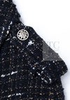 CHANEL 06C Black Brown White Epaulets Tweed Jacket 36 38 シャネル ブラック ブラウン ホワイト エポレット ツイード ジャケット 即発