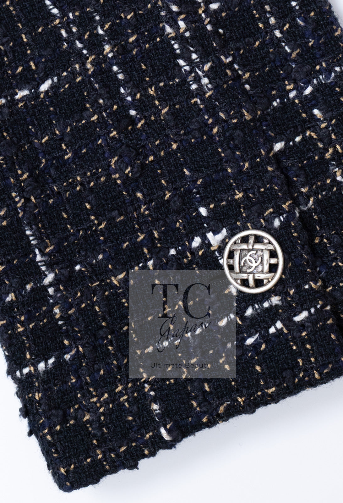 CHANEL 06C Black Brown White Epaulets Tweed Jacket 36 38 シャネル ブラック ブラウン ホワイト エポレット ツイード ジャケット 即発