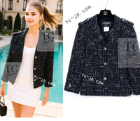 CHANEL 06C Black Brown White Epaulets Tweed Jacket 36 38 シャネル ブラック ブラウン ホワイト エポレット ツイード ジャケット 即発