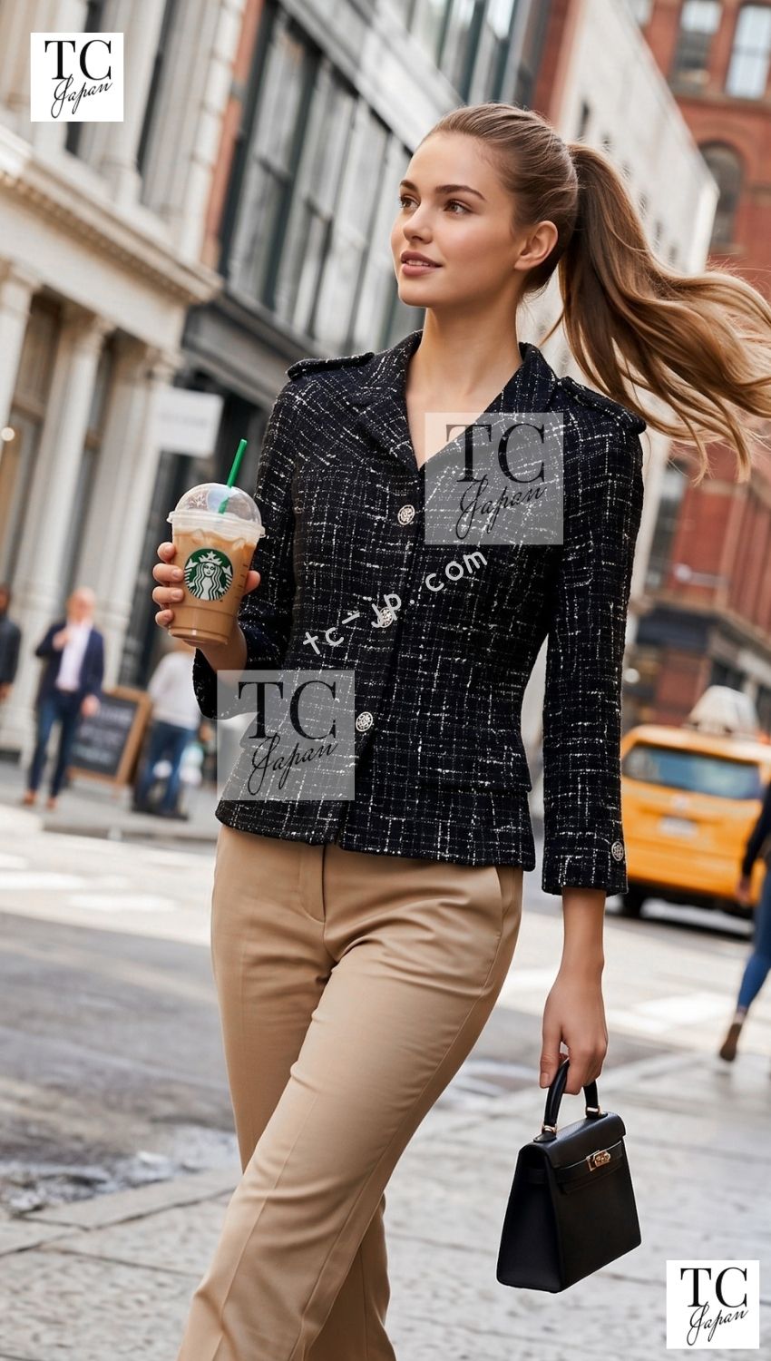 CHANEL 06C Black Brown White Epaulets Tweed Jacket 36 38 シャネル ブラック ブラウン ホワイト エポレット ツイード ジャケット 即発
