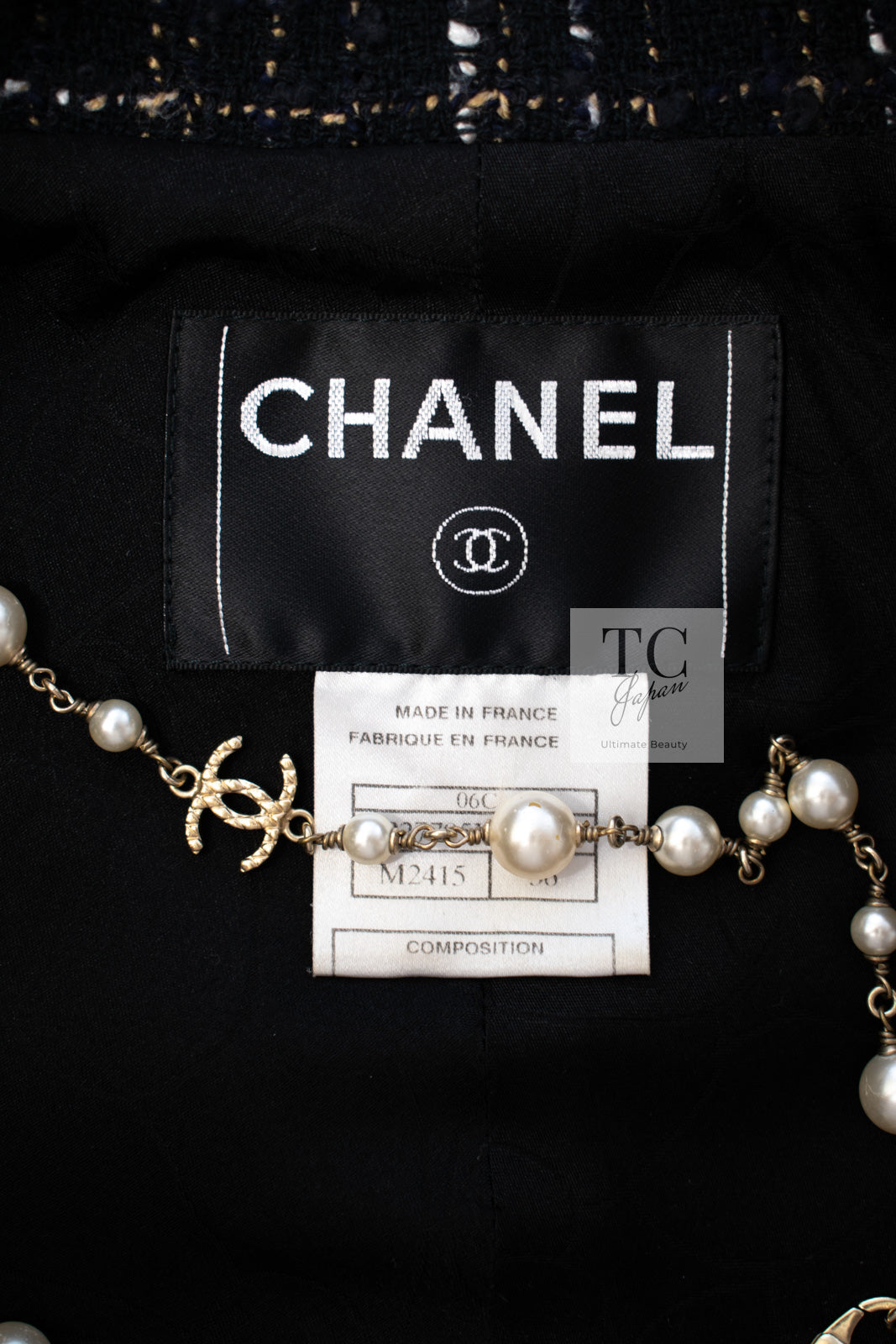 CHANEL 06C Black Brown White Epaulets Tweed Jacket 36 38 シャネル ブラック ブラウン ホワイト エポレット ツイード ジャケット 即発