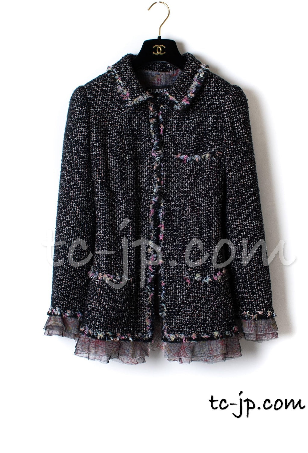 CHANEL 05C 57Th NY Limited Collection Silk Wool Tweed Jacket 36 38 40 シャネル NY 57番街 ニューヨーク 限定 シルク ウール フリル ツイード ジャケット 即発