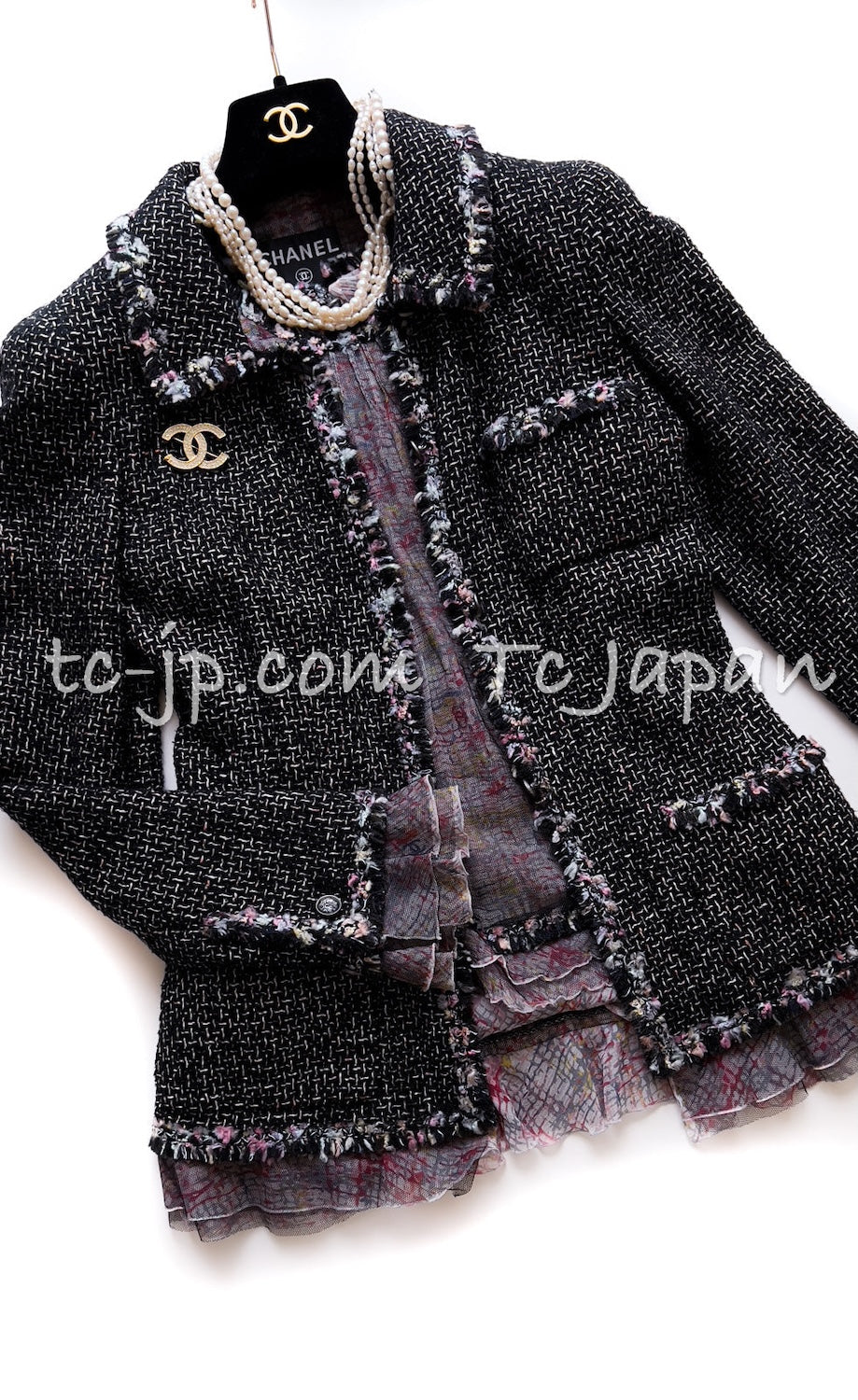 CHANEL 05C 57Th NY Limited Collection Silk Wool Tweed Jacket 36 38 40 シャネル NY 57番街 ニューヨーク 限定 シルク ウール フリル ツイード ジャケット 即発