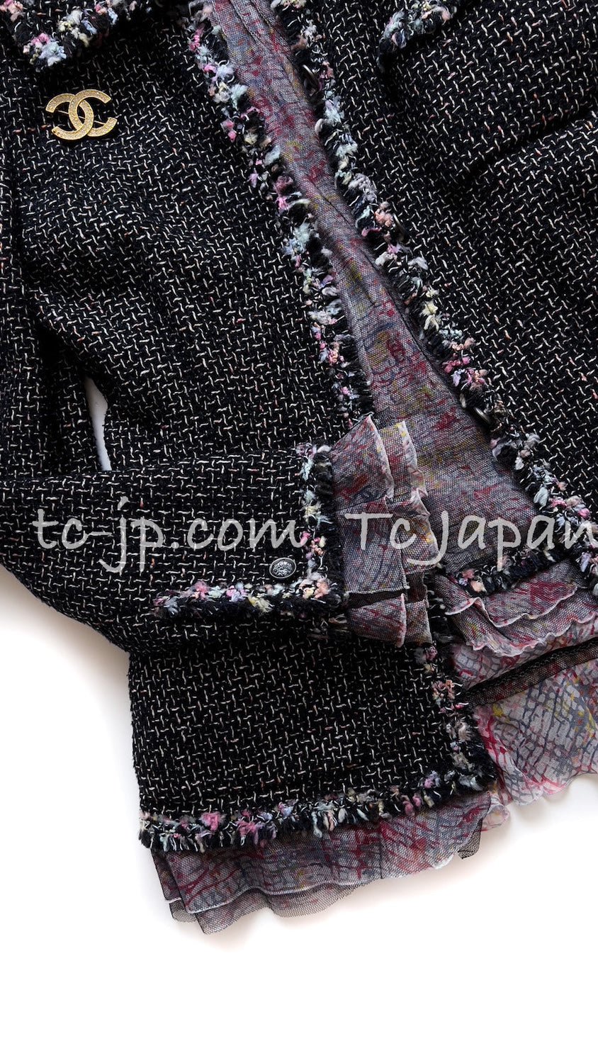 CHANEL 05C 57Th NY Limited Collection Silk Wool Tweed Jacket 36 38 40 シャネル NY 57番街 ニューヨーク 限定 シルク ウール フリル ツイード ジャケット 即発