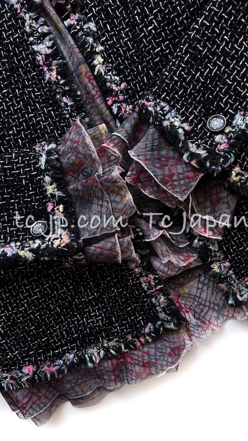 CHANEL 05C 57Th NY Limited Collection Silk Wool Tweed Jacket 36 38 40 シャネル NY 57番街 ニューヨーク 限定 シルク ウール フリル ツイード ジャケット 即発