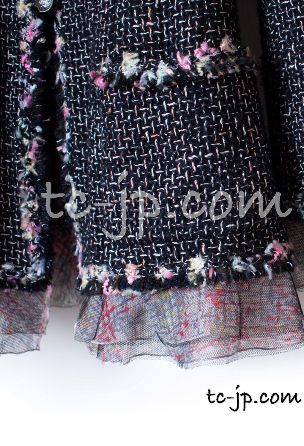 CHANEL 05C 57Th NY Limited Collection Silk Wool Tweed Jacket 36 38 40 シャネル NY 57番街 ニューヨーク 限定 シルク ウール フリル ツイード ジャケット 即発