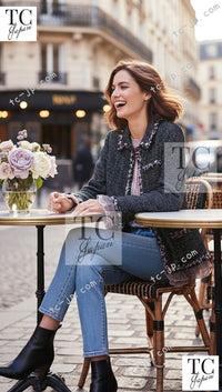 CHANEL 05C 57Th NY Limited Collection Silk Wool Tweed Jacket 36 38 40 シャネル NY 57番街 ニューヨーク 限定 シルク ウール フリル ツイード ジャケット 即発