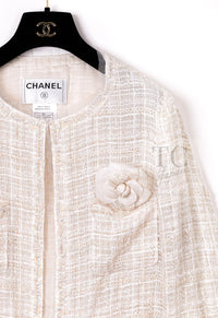 CHANEL 06C Ivory Creme Sequin Embellishments Cardigan Jacket 40 シャネル アイボリー クリーム スパンコール カーディガン ジャケット 即発
