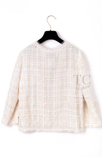 CHANEL 06C Ivory Creme Sequin Embellishments Cardigan Jacket 40 シャネル アイボリー クリーム スパンコール カーディガン ジャケット 即発