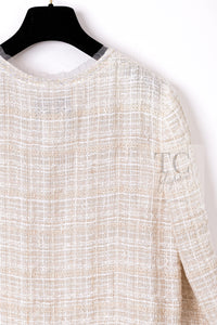 CHANEL 06C Ivory Creme Sequin Embellishments Cardigan Jacket 40 シャネル アイボリー クリーム スパンコール カーディガン ジャケット 即発