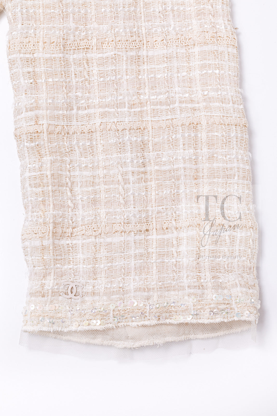 CHANEL 06C Ivory Creme Sequin Embellishments Cardigan Jacket 40 シャネル アイボリー クリーム スパンコール カーディガン ジャケット 即発