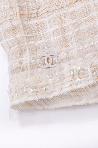 CHANEL 06C Ivory Creme Sequin Embellishments Cardigan Jacket 40 シャネル アイボリー クリーム スパンコール カーディガン ジャケット 即発