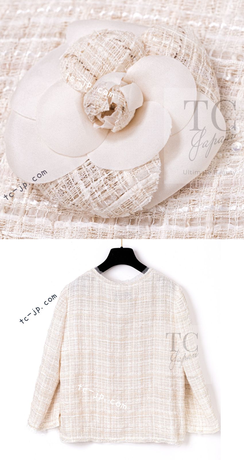 CHANEL 06C Ivory Creme Sequin Embellishments Cardigan Jacket 40 シャネル アイボリー クリーム スパンコール カーディガン ジャケット 即発