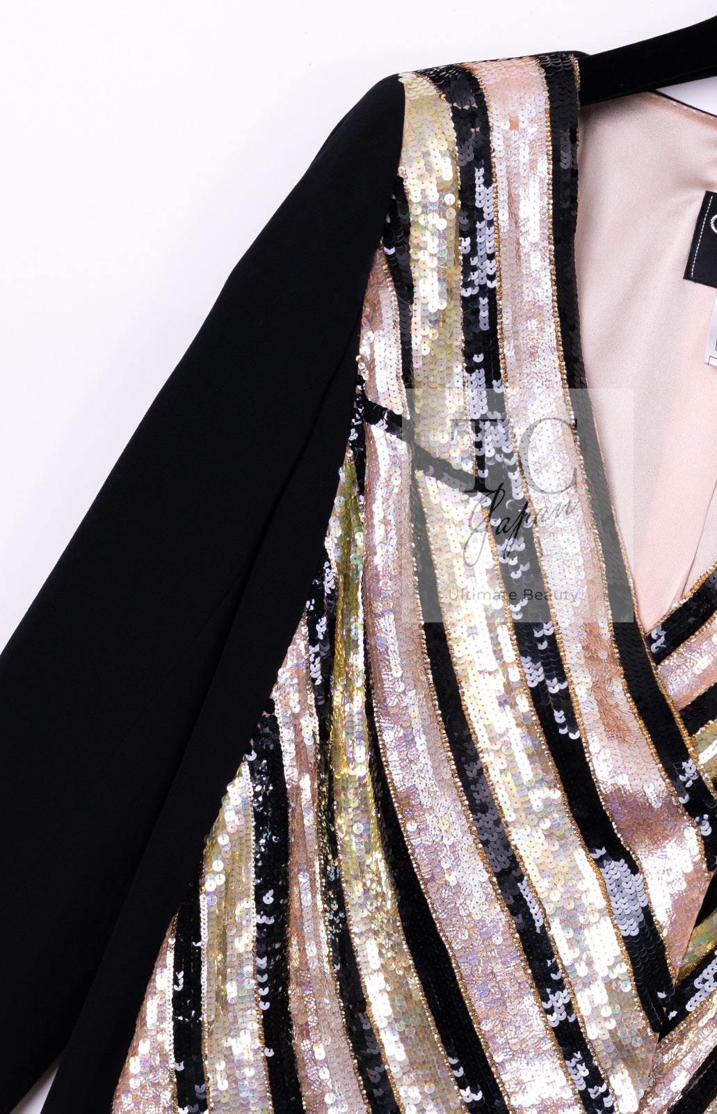 CHANEL 00T Vintage Black Beige Pink Wool Silk Sequin Embellishments Jacket 36 38 シャネル ヴィンテージ ブラック ベージュ ピンク ウール シルク スパンコール装飾 ジャケット 即発