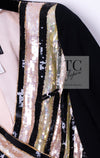 CHANEL 00T Vintage Black Beige Pink Wool Silk Sequin Embellishments Jacket 36 38 シャネル ヴィンテージ ブラック ベージュ ピンク ウール シルク スパンコール装飾 ジャケット 即発
