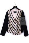 CHANEL 00T Vintage Black Beige Pink Wool Silk Sequin Embellishments Jacket 36 38 シャネル ヴィンテージ ブラック ベージュ ピンク ウール シルク スパンコール装飾 ジャケット 即発