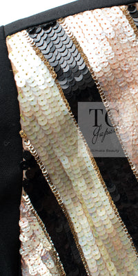 CHANEL 00T Vintage Black Beige Pink Wool Silk Sequin Embellishments Jacket 36 38 シャネル ヴィンテージ ブラック ベージュ ピンク ウール シルク スパンコール装飾 ジャケット 即発