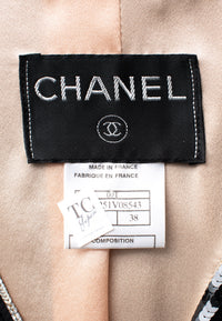 CHANEL 00T Vintage Black Beige Pink Wool Silk Sequin Embellishments Jacket 36 38 シャネル ヴィンテージ ブラック ベージュ ピンク ウール シルク スパンコール装飾 ジャケット 即発