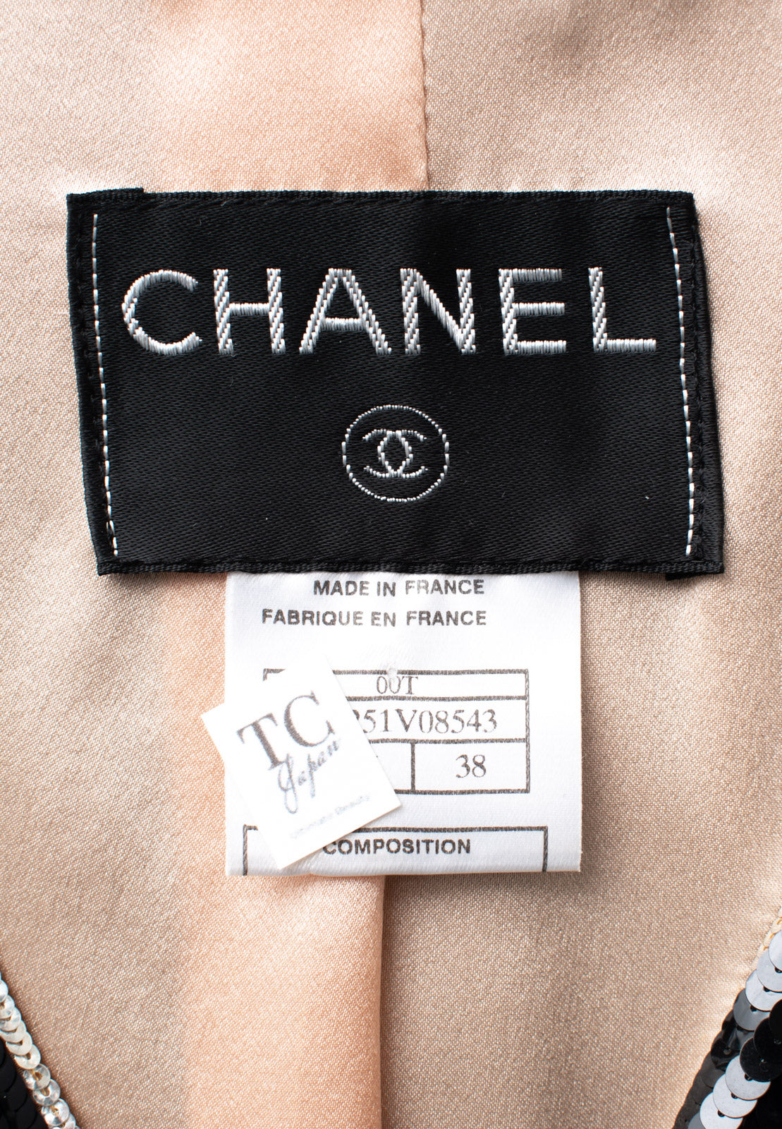 CHANEL 00T Vintage Black Beige Pink Wool Silk Sequin Embellishments Jacket 36 38 シャネル ヴィンテージ ブラック ベージュ ピンク ウール シルク スパンコール装飾 ジャケット 即発