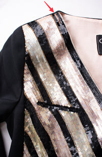CHANEL 00T Vintage Black Beige Pink Wool Silk Sequin Embellishments Jacket 36 38 シャネル ヴィンテージ ブラック ベージュ ピンク ウール シルク スパンコール装飾 ジャケット 即発