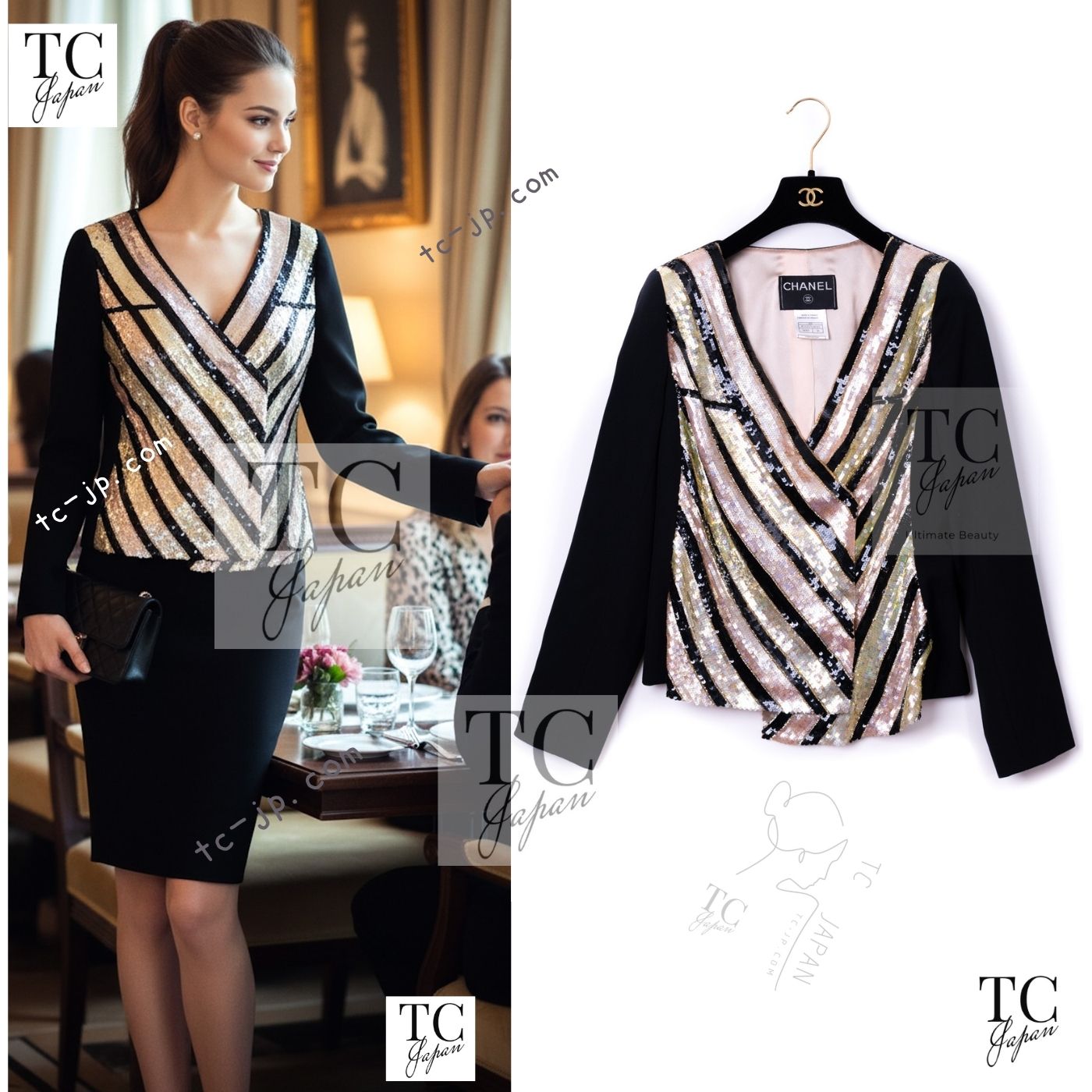 CHANEL 00T Vintage Black Beige Pink Wool Silk Sequin Embellishments Jacket 36 38 シャネル ヴィンテージ ブラック ベージュ ピンク ウール シルク スパンコール装飾 ジャケット 即発