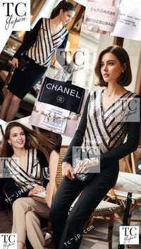 CHANEL 00T Vintage Black Beige Pink Wool Silk Sequin Embellishments Jacket 36 38 シャネル ヴィンテージ ブラック ベージュ ピンク ウール シルク スパンコール装飾 ジャケット 即発