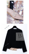 CHANEL 00T Vintage Black Beige Pink Wool Silk Sequin Embellishments Jacket 36 38 シャネル ヴィンテージ ブラック ベージュ ピンク ウール シルク スパンコール装飾 ジャケット 即発