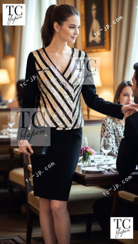 CHANEL 00T Vintage Black Beige Pink Wool Silk Sequin Embellishments Jacket 36 38 シャネル ヴィンテージ ブラック ベージュ ピンク ウール シルク スパンコール装飾 ジャケット 即発