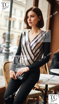 CHANEL 00T Vintage Black Beige Pink Wool Silk Sequin Embellishments Jacket 36 38 シャネル ヴィンテージ ブラック ベージュ ピンク ウール シルク スパンコール装飾 ジャケット 即発