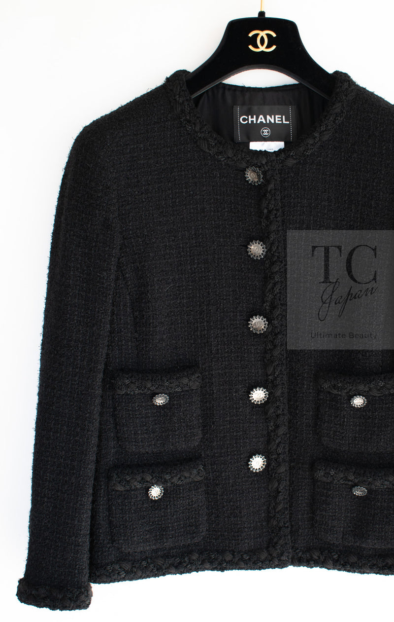 CHANEL 11C Little Black Jacket Tweed Wool CC Button 38 シャネル リトル ブラック ジャケット ツイード ウール ココボタン