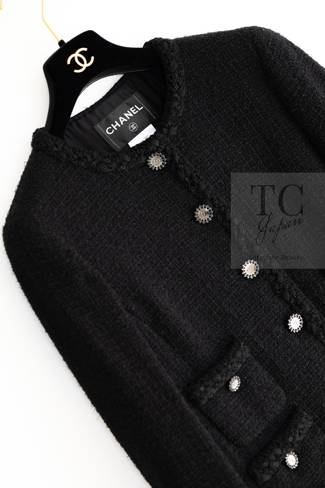 CHANEL 11C Little Black Jacket Tweed Wool CC Button 38 シャネル リトル ブラック ジャケット ツイード ウール ココボタン 即発